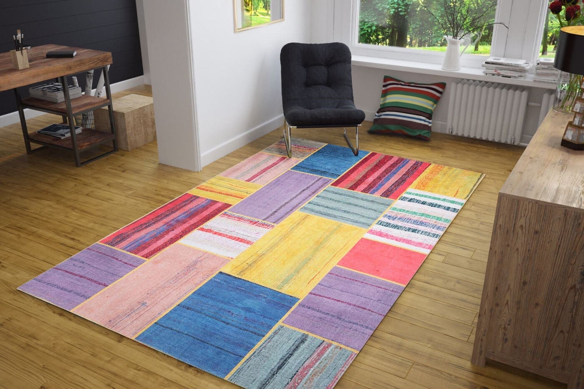Covor JAZZ CHENILLE, 75x150 cm, forma dreptunghiulara, poliester, multicolor, AL 48
