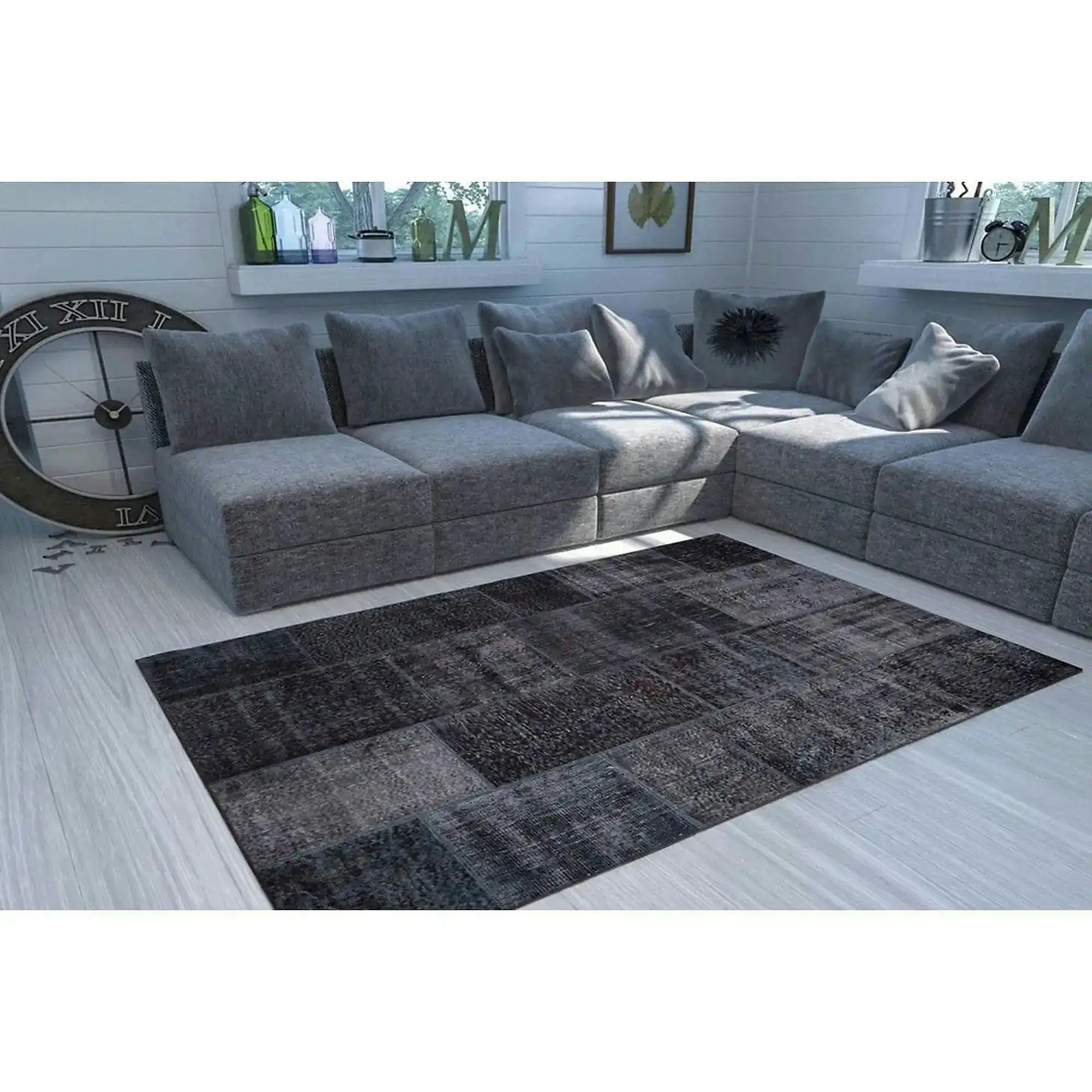 Covor JAZZ CHENILLE, 75x150 cm, forma dreptunghiulara, poliester, negru, AL 81