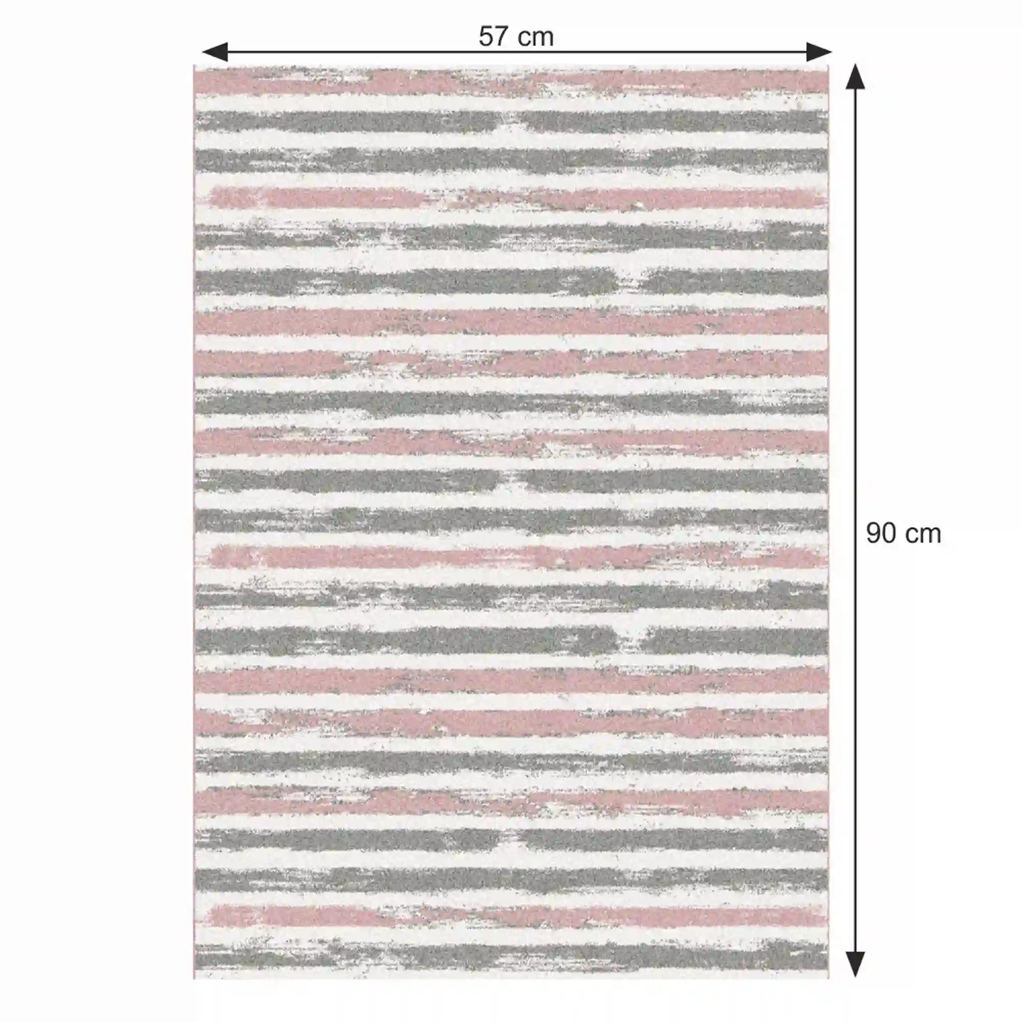Covor KARAN, 57x90 cm, forma dreptunghiulara, polipropilena, roz/alb/gri