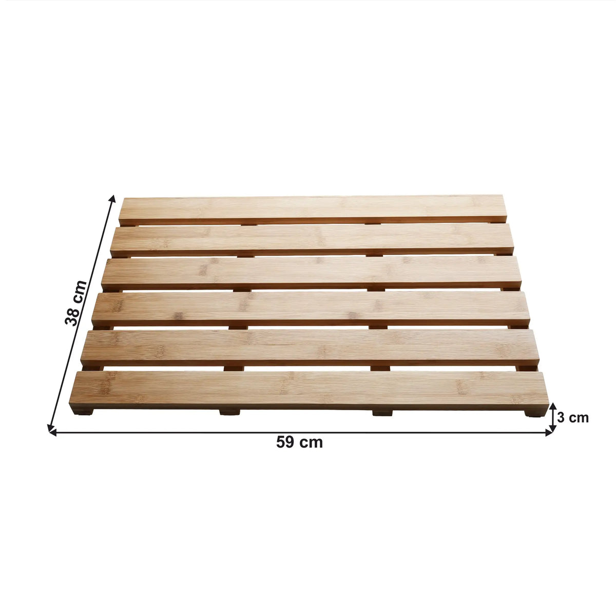 Covor KLERA, 38x59x3 cm, forma dreptunghiulara, bambus lacuit, lemn, anti-alunecare
