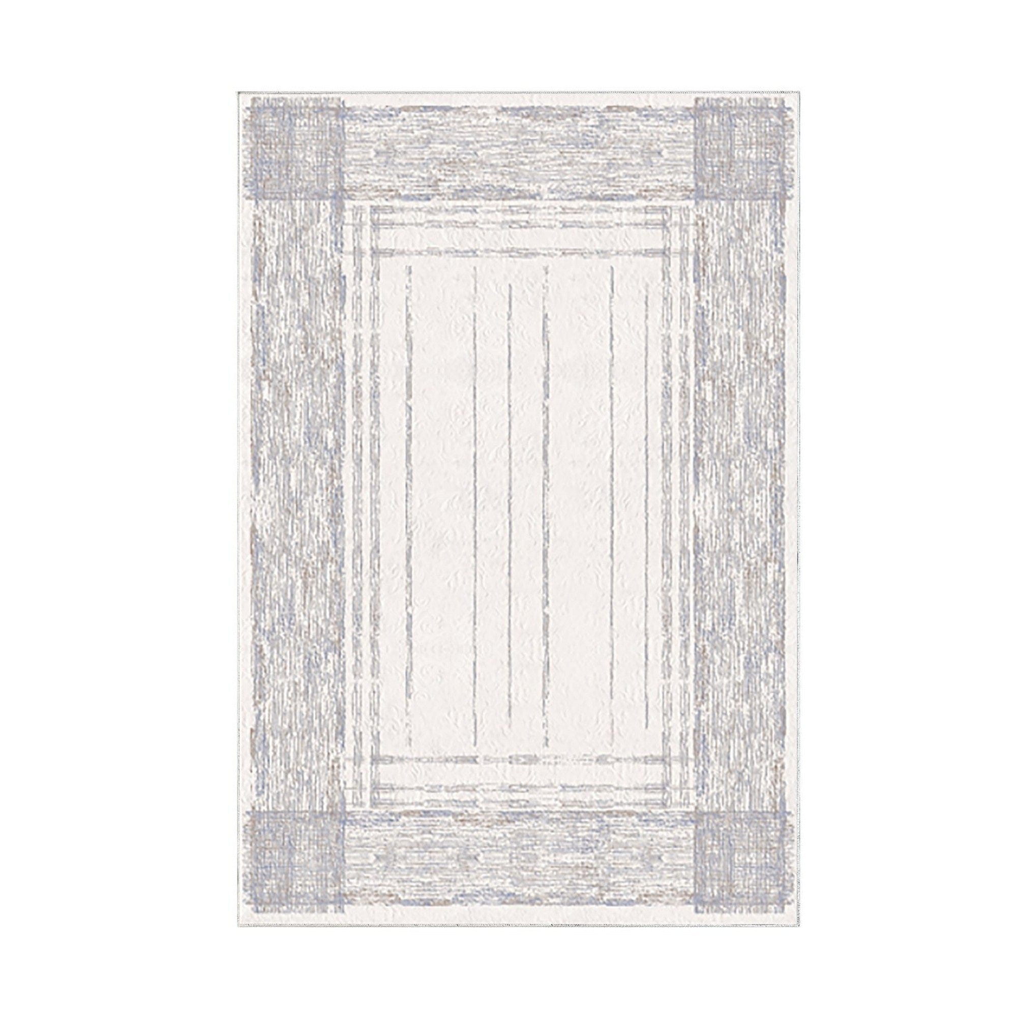 Covor M5076 - V2, 80x120 cm, forma dreptunghiulara, poliester, crem/albastru deschis