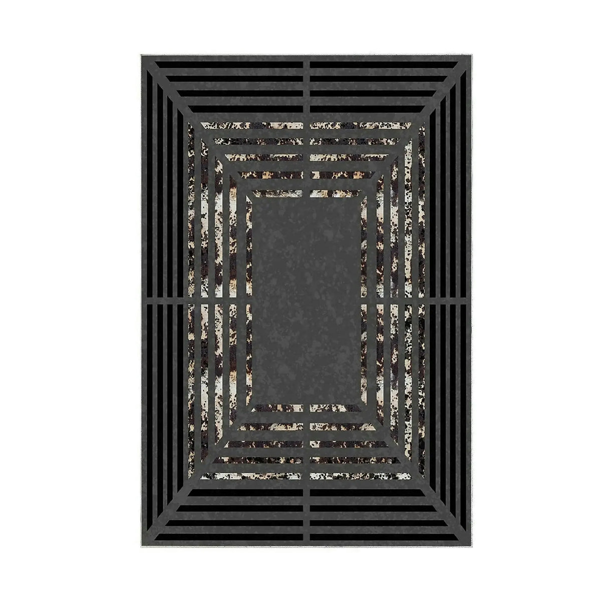 Covor M5131 - V2, 80x120 cm, forma dreptunghiulara, poliester, negru/gri antracit