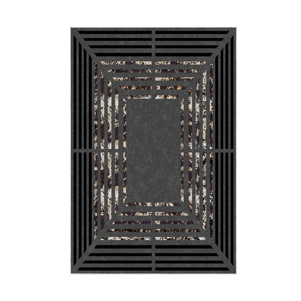 Covor M5131 - V2, 80x120 cm, forma dreptunghiulara, poliester, negru/gri antracit