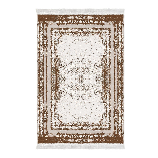 Covor M5132, 80x120 cm, forma dreptunghiulara, poliester, maro/crem