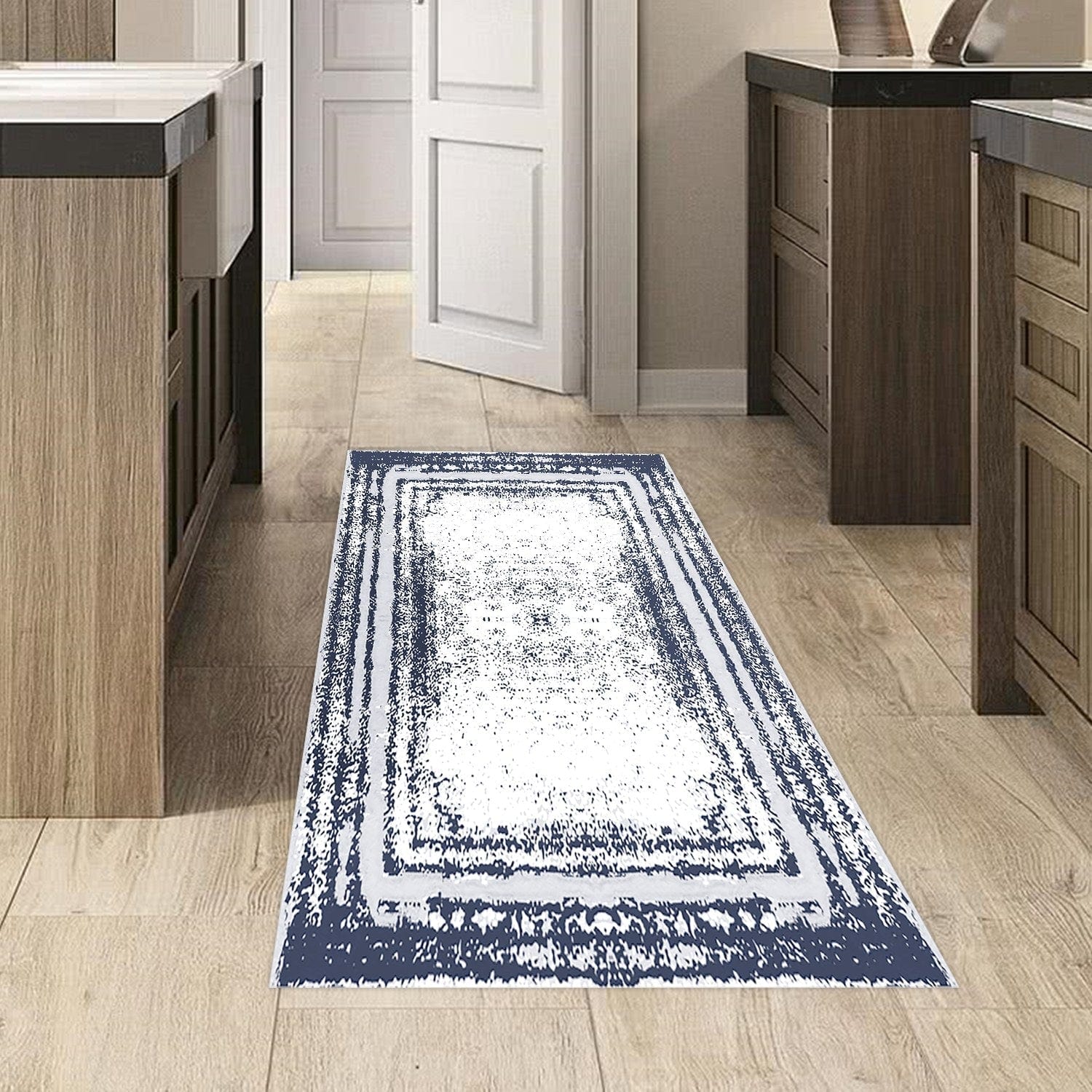 Covor M5132 - V2, 80x120 cm, forma dreptunghiulara, poliester, albastru inchis