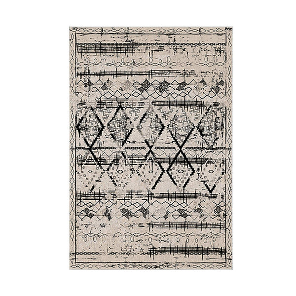 Covor M5141 - V2, 80x120 cm, forma dreptunghiulara, poliester, crem inchis/negru