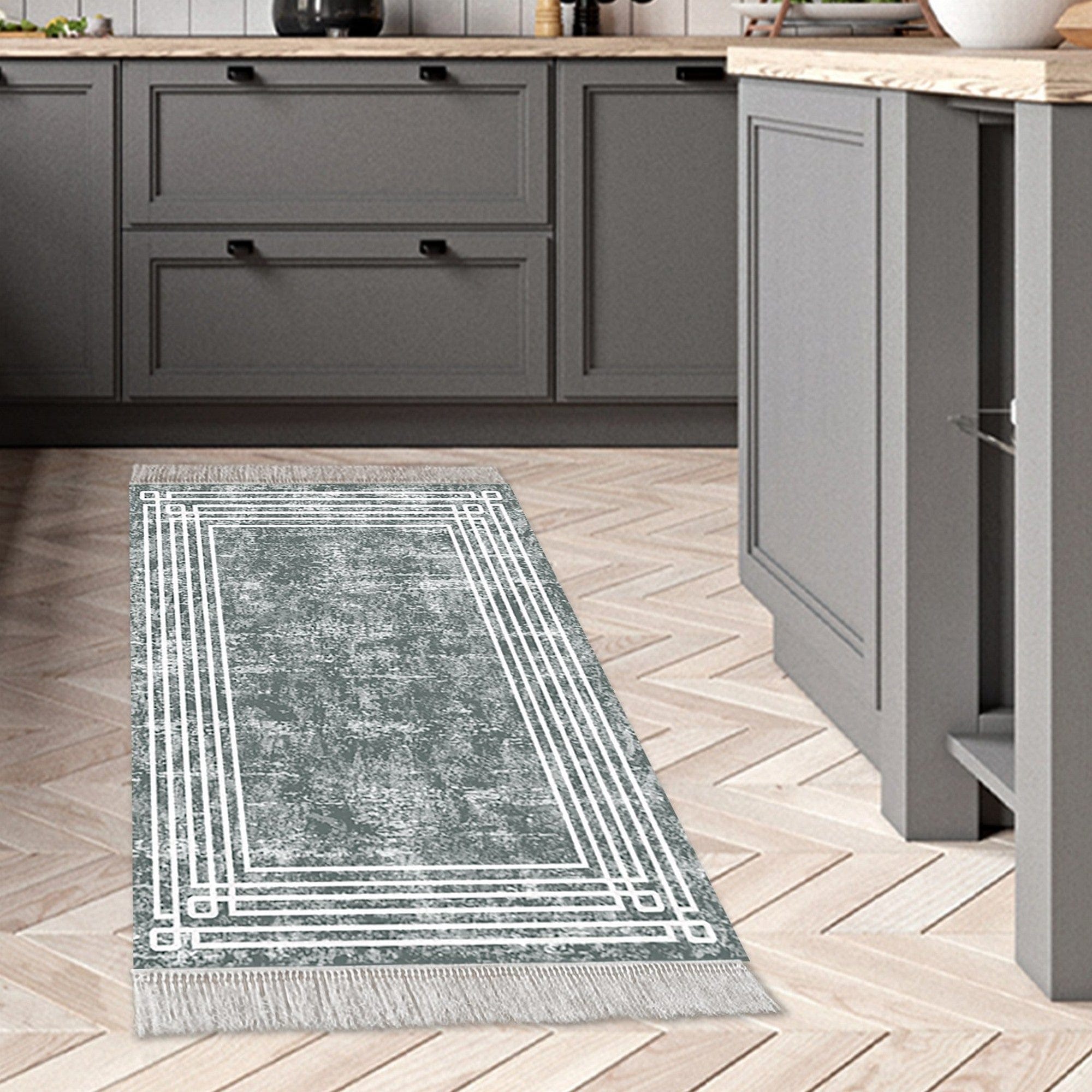 Covor M5142, 80x120 cm, forma dreptunghiulara, poliester, gri inchis