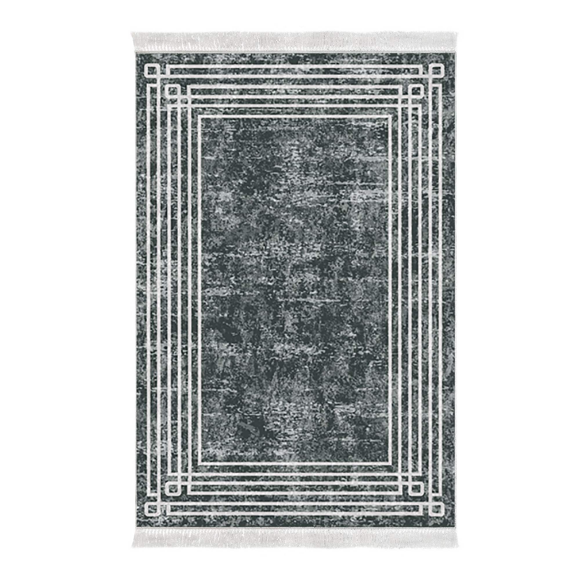 Covor M5142, 80x120 cm, forma dreptunghiulara, poliester, gri inchis