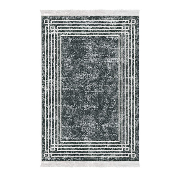Covor M5142, 80x120 cm, forma dreptunghiulara, poliester, gri inchis