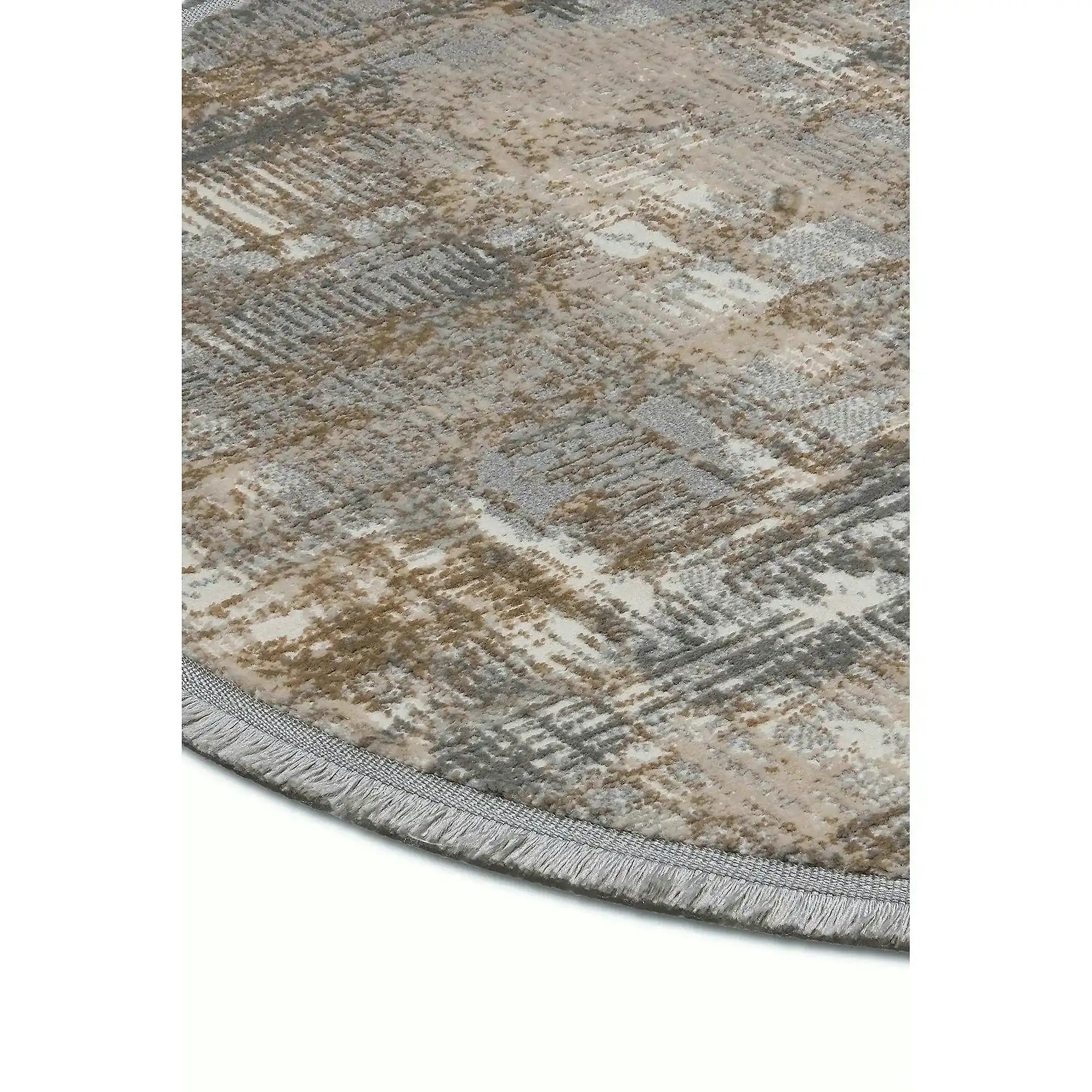 Covor NOTTA, 120x120 cm, forma rotunda, poliester, gri/bej, 1107