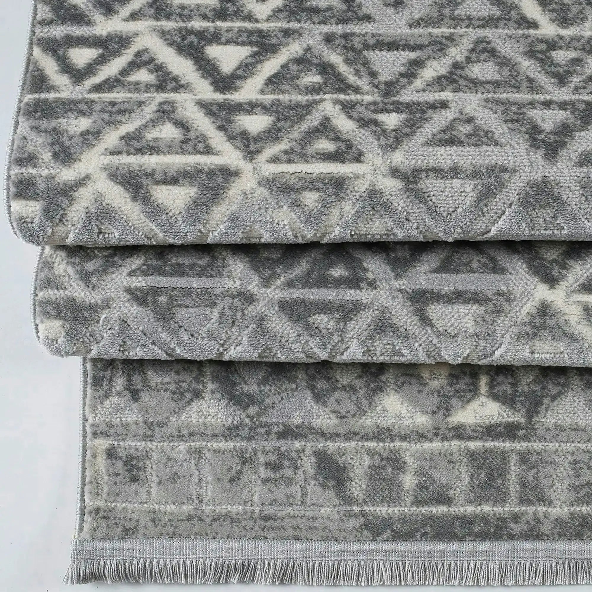 Covor NOTTA, 80x150 cm, forma dreptunghiulara, polipropilena/poliester, gri/crem, 1108