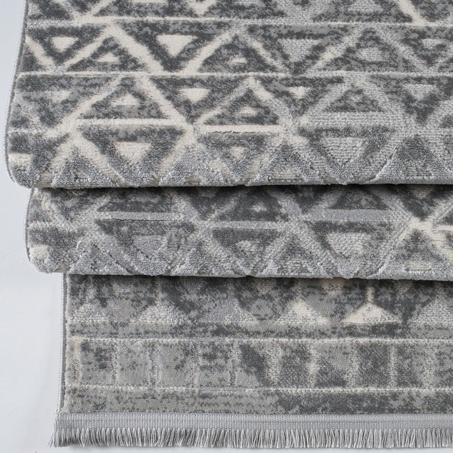 Covor NOTTA, 80x150 cm, forma dreptunghiulara, polipropilena/poliester, gri/crem, 1108