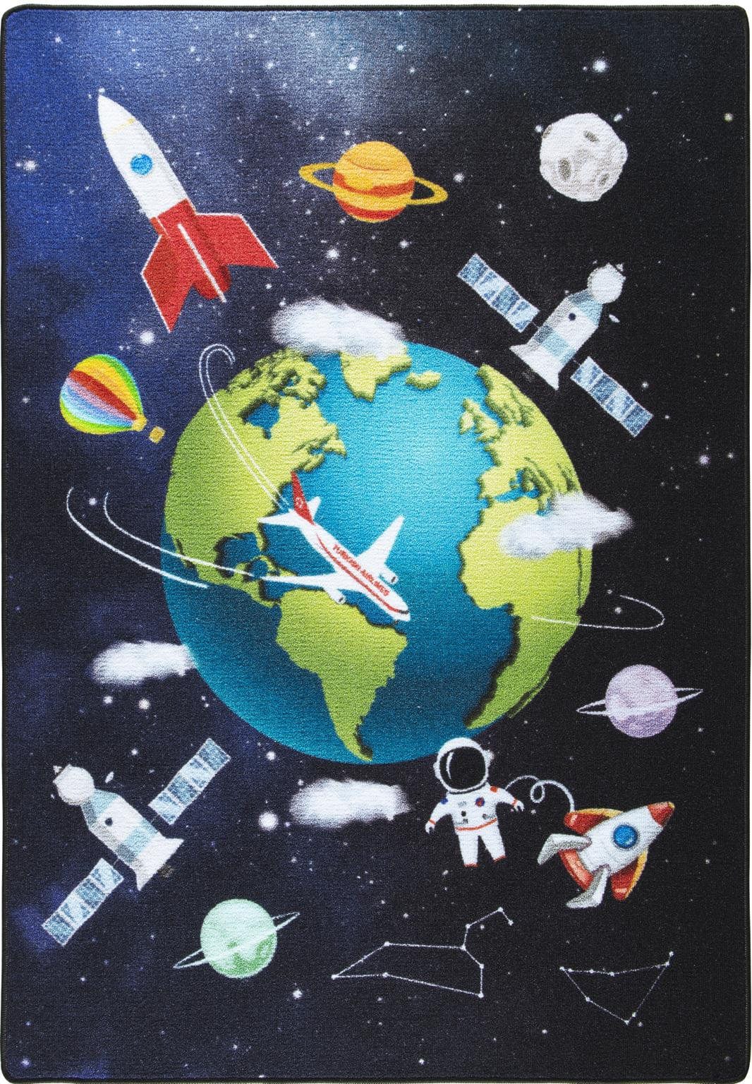 Covor OUTER SPACE, 133x190 cm, forma dreptunghiulara, material sintetic, multicolor