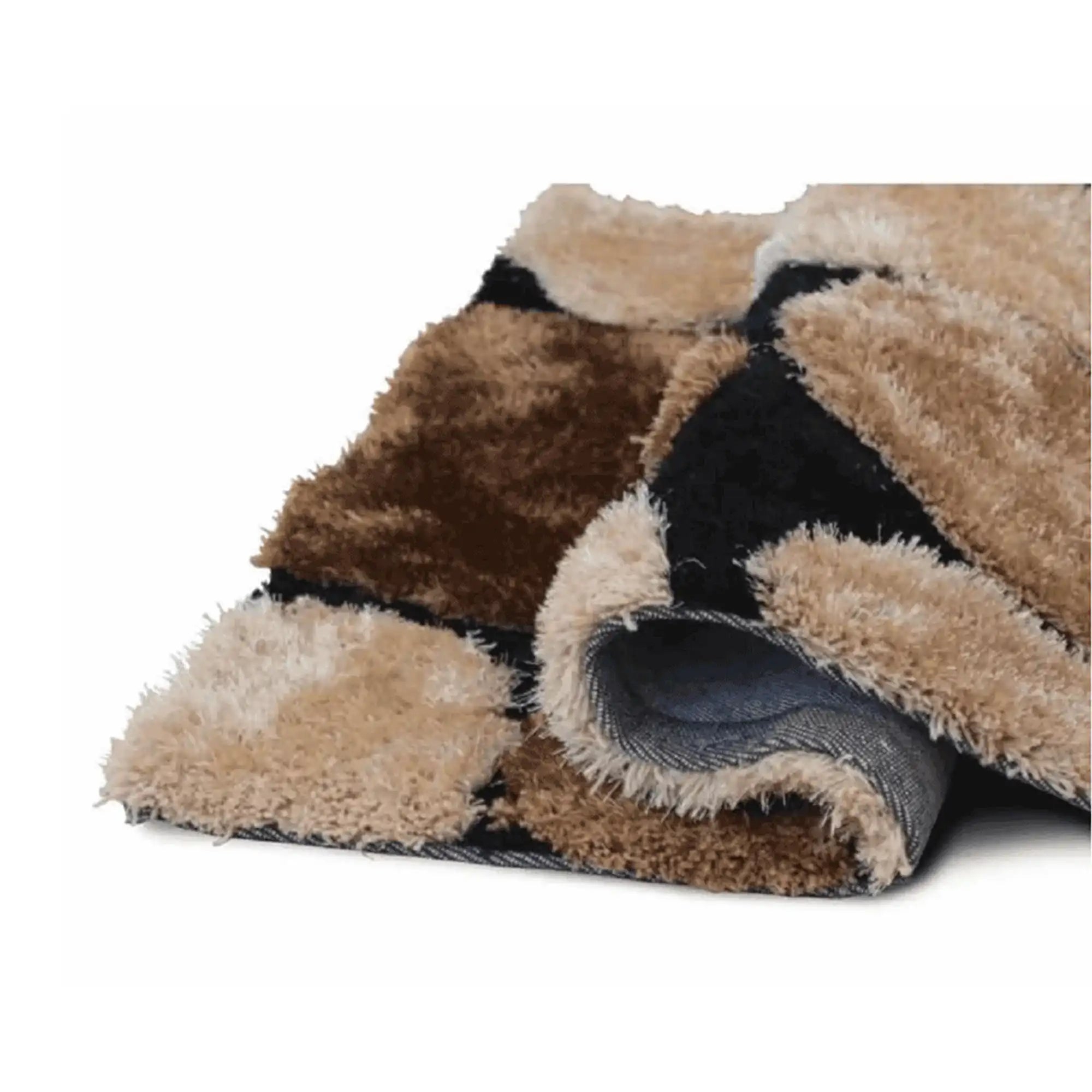 Covor PEBBLE TYP 2, 80x150 cm, forma dreptunghiulara, maro/negru, poliester