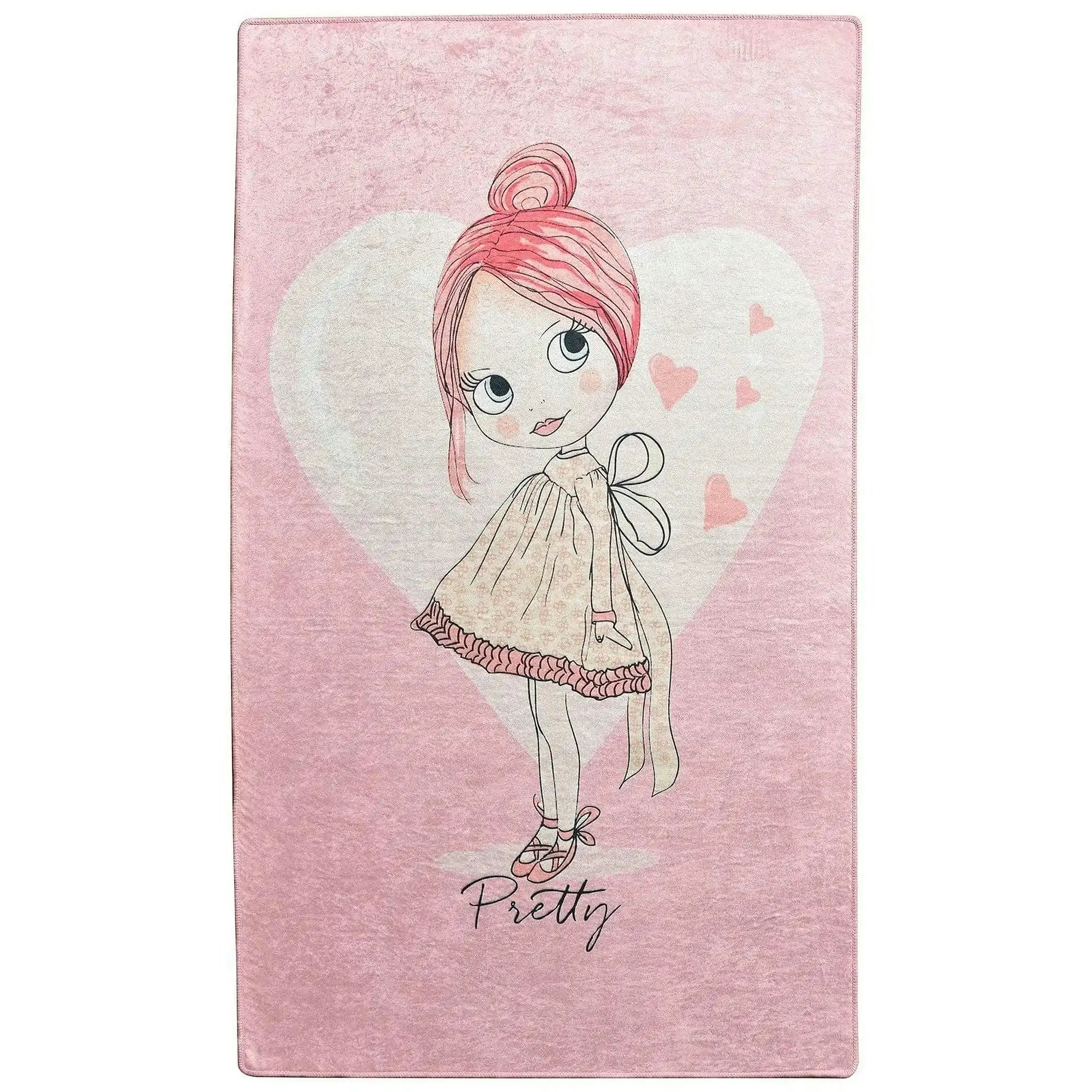 Covor PRETTY, 100x160 cm, forma dreptunghiulara, poliester/stofa catifelata, roz