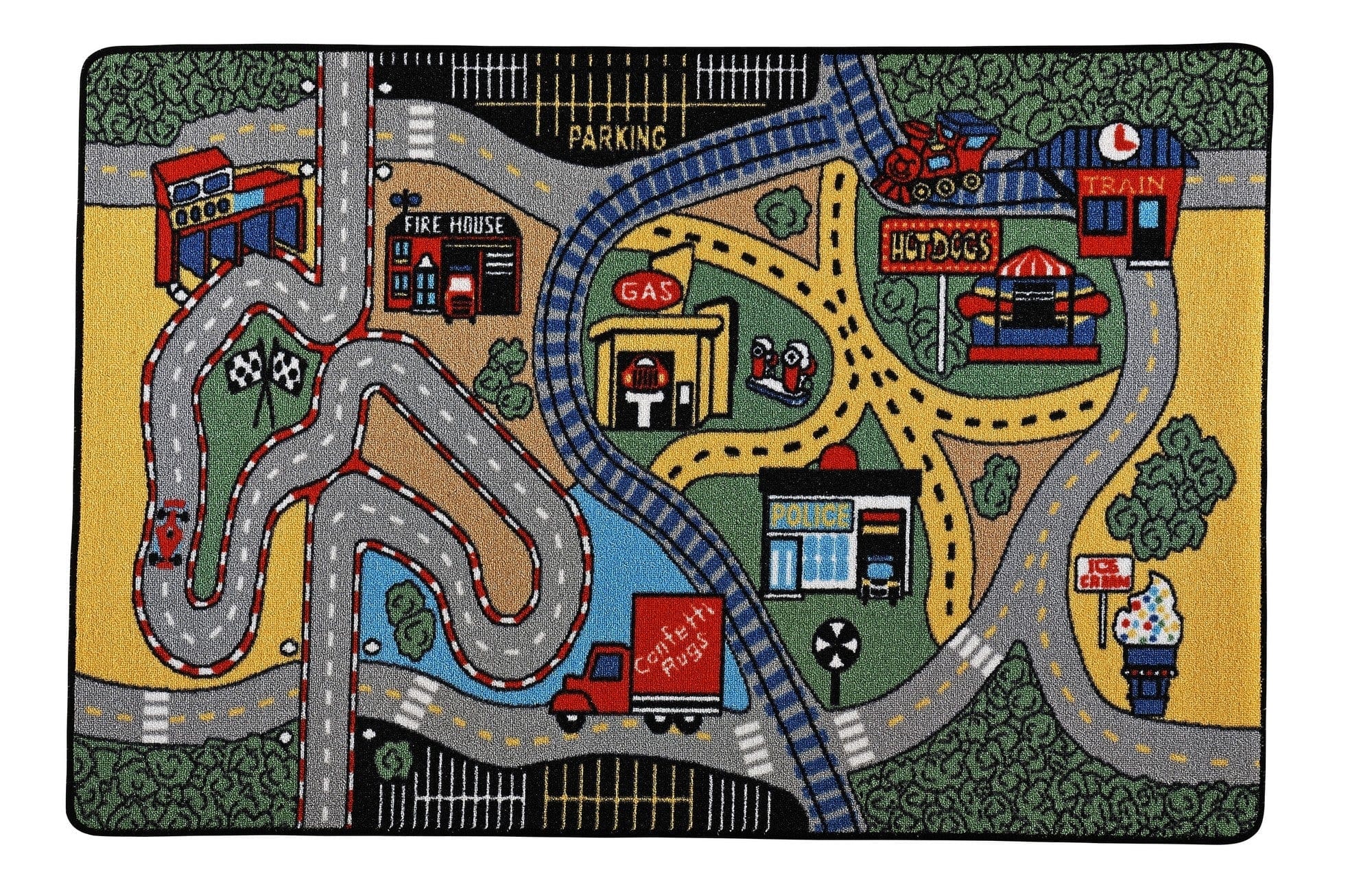 Covor RACE, 100x150 cm, forma dreptunghiulara, material sintetic, multicolor