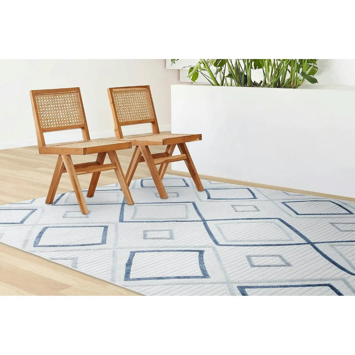 Covor SAND, 50x80 cm, forma dreptunghiulara, polipropilena, crem/albastru, 65549A