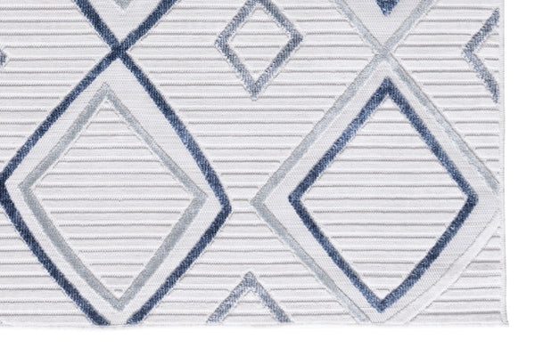 Covor SAND, 78x150 cm, forma dreptunghiulara, polipropilena, crem/albastru, 65549A