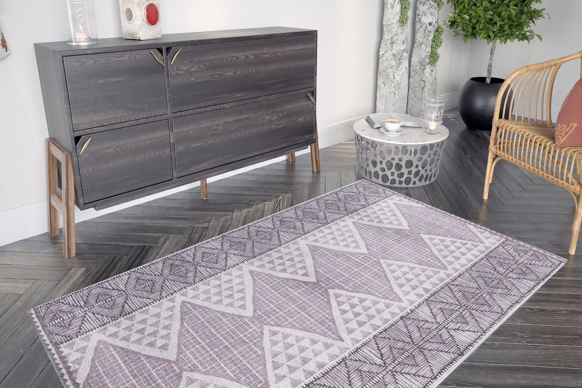 Covor SOUL CHENILLE, 75x150 cm, forma dreptunghiulara, poliester, gri, AL 335