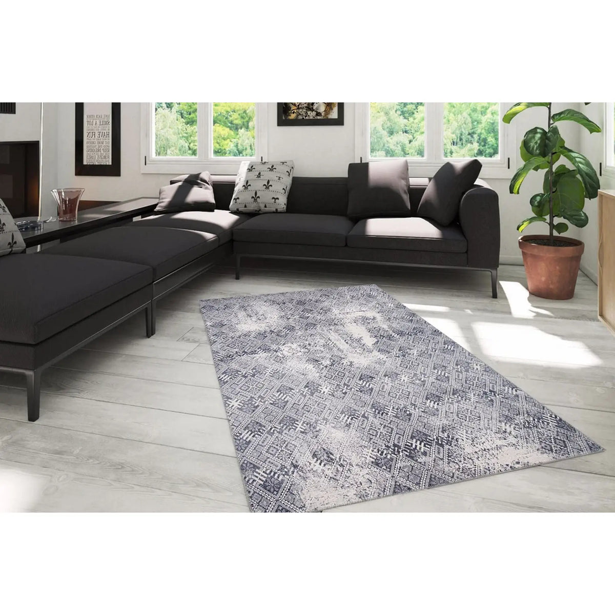 Covor SOUL CHENILLE, 75x150 cm, forma dreptunghiulara, poliester, gri, AL 54