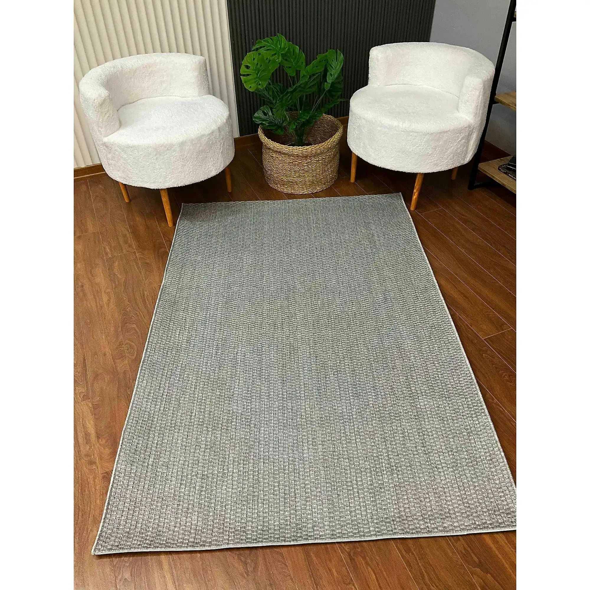 Covor TIMBER SISAL, 80x150 cm, forma dreptunghiulara, polipropilena, gri deschis