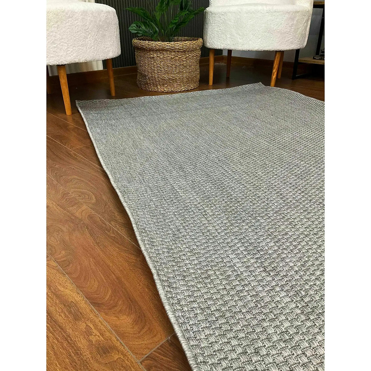 Covor TIMBER SISAL, 80x150 cm, forma dreptunghiulara, polipropilena, gri deschis