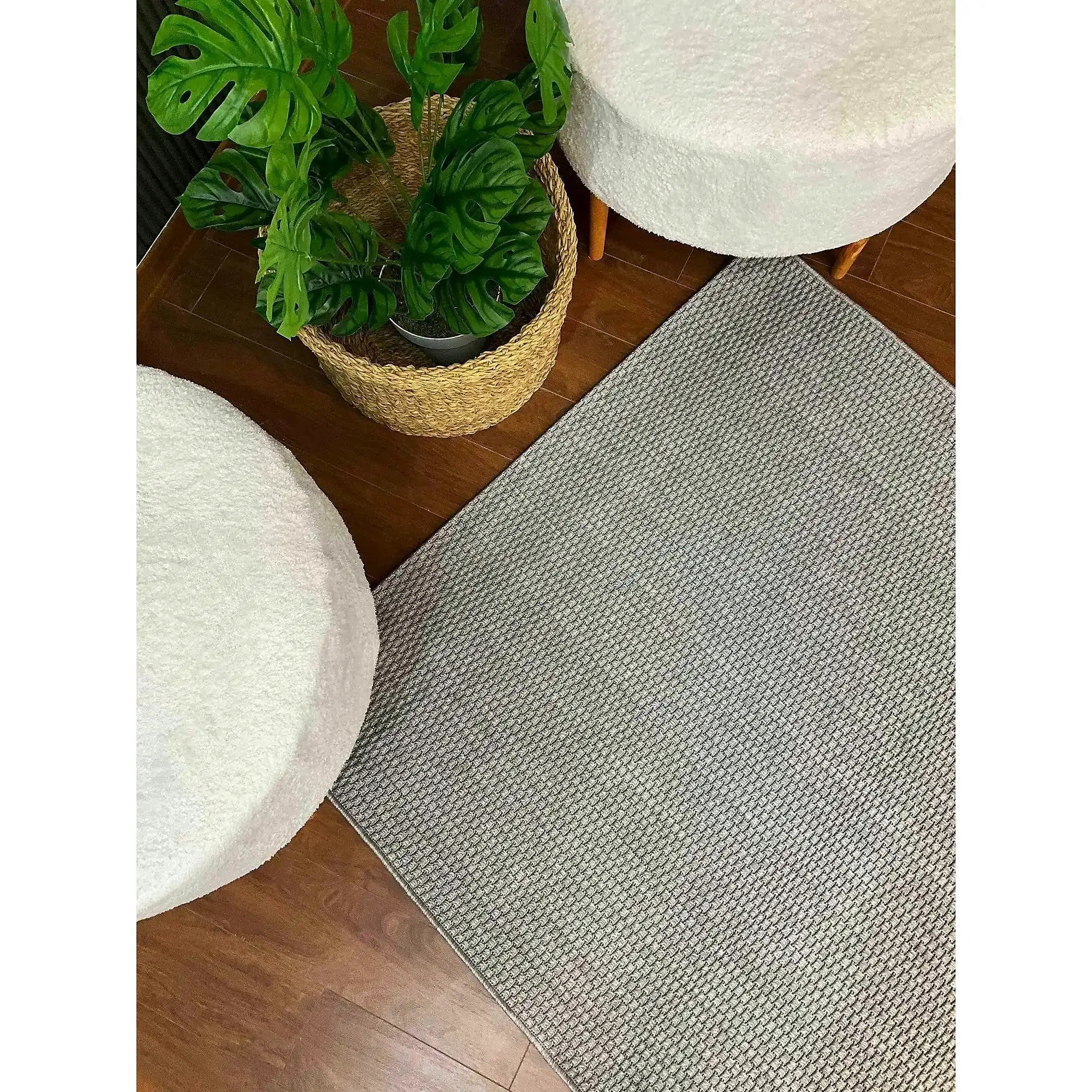 Covor TIMBER SISAL, 80x150 cm, forma dreptunghiulara, polipropilena, gri deschis