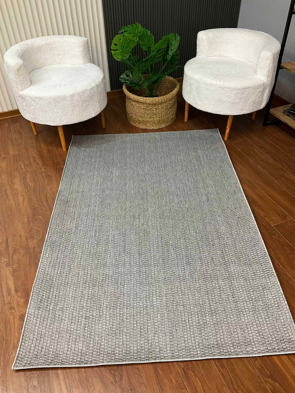 Covor TIMBER SISAL, 80x150 cm, forma dreptunghiulara, polipropilena, gri deschis