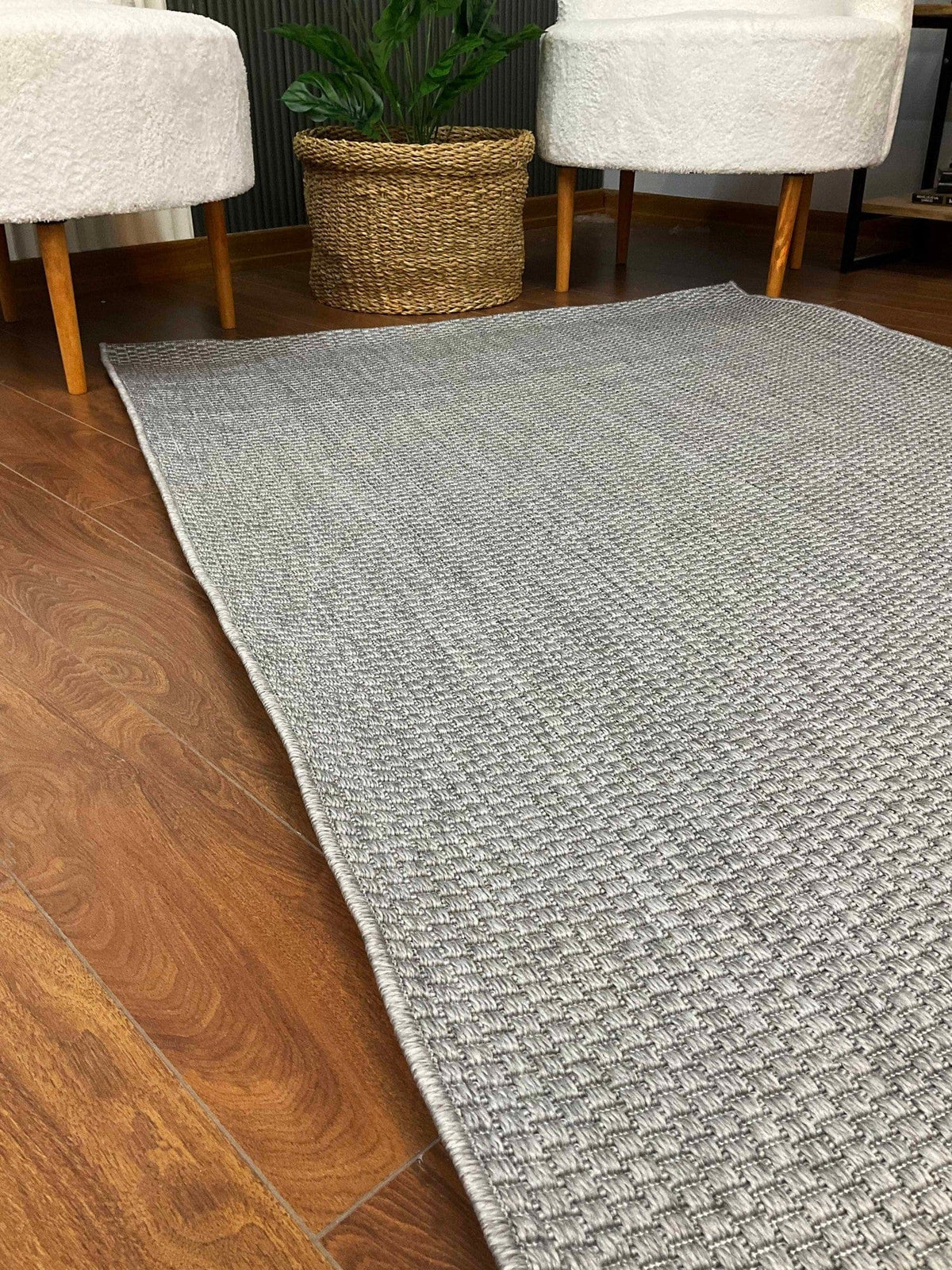 Covor TIMBER SISAL, 80x150 cm, forma dreptunghiulara, polipropilena, gri deschis