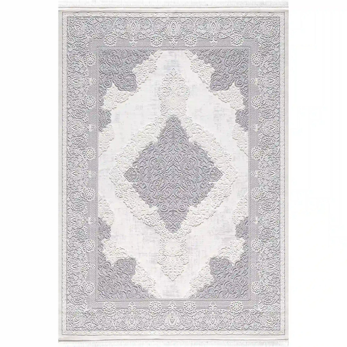 Covor VANESSA 06152A, 80x150 cm, forma dreptunghiulara, acril/poliester, gri/crem