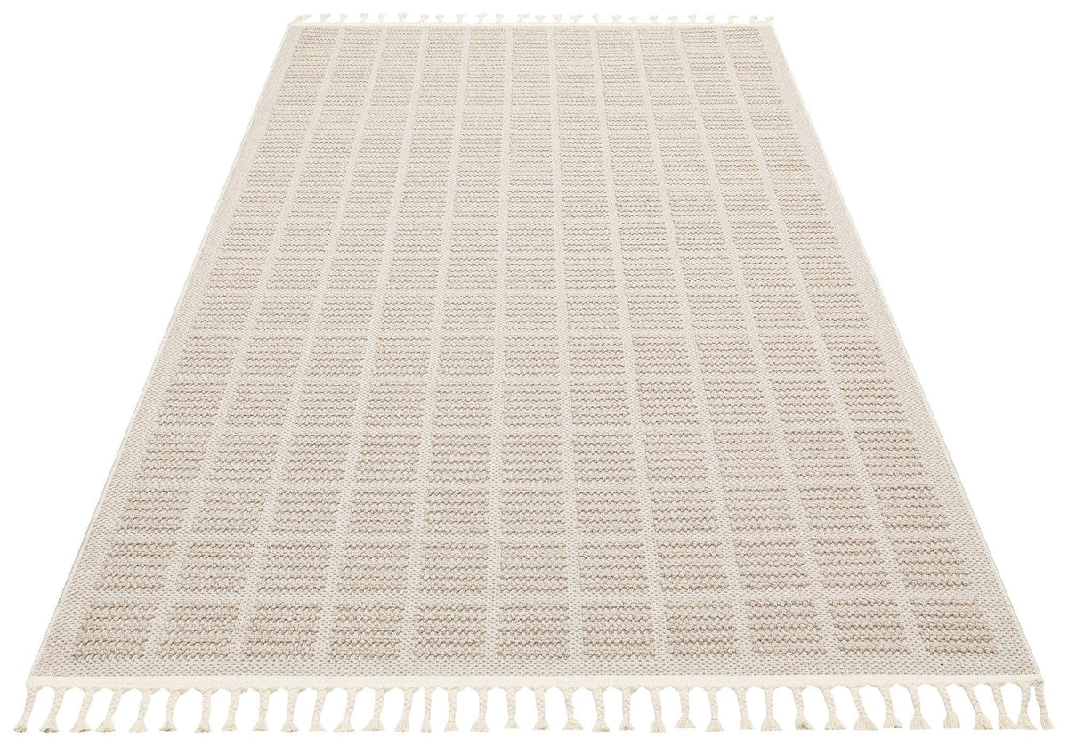 Covor YENI BUKLE KARE, 80x150 cm, forma dreptunghiulara, material tesut, bej