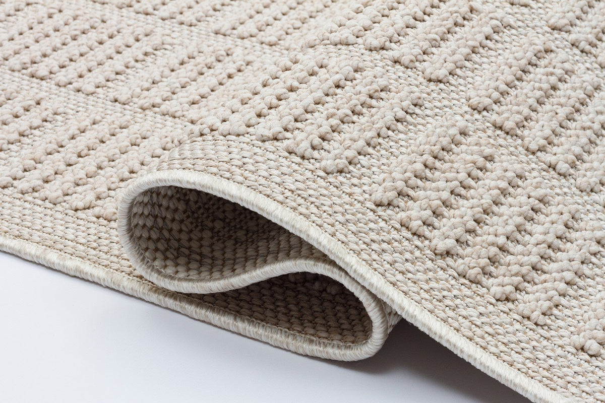 Covor YENI BUKLE KARE, 80x150 cm, forma dreptunghiulara, material tesut, bej