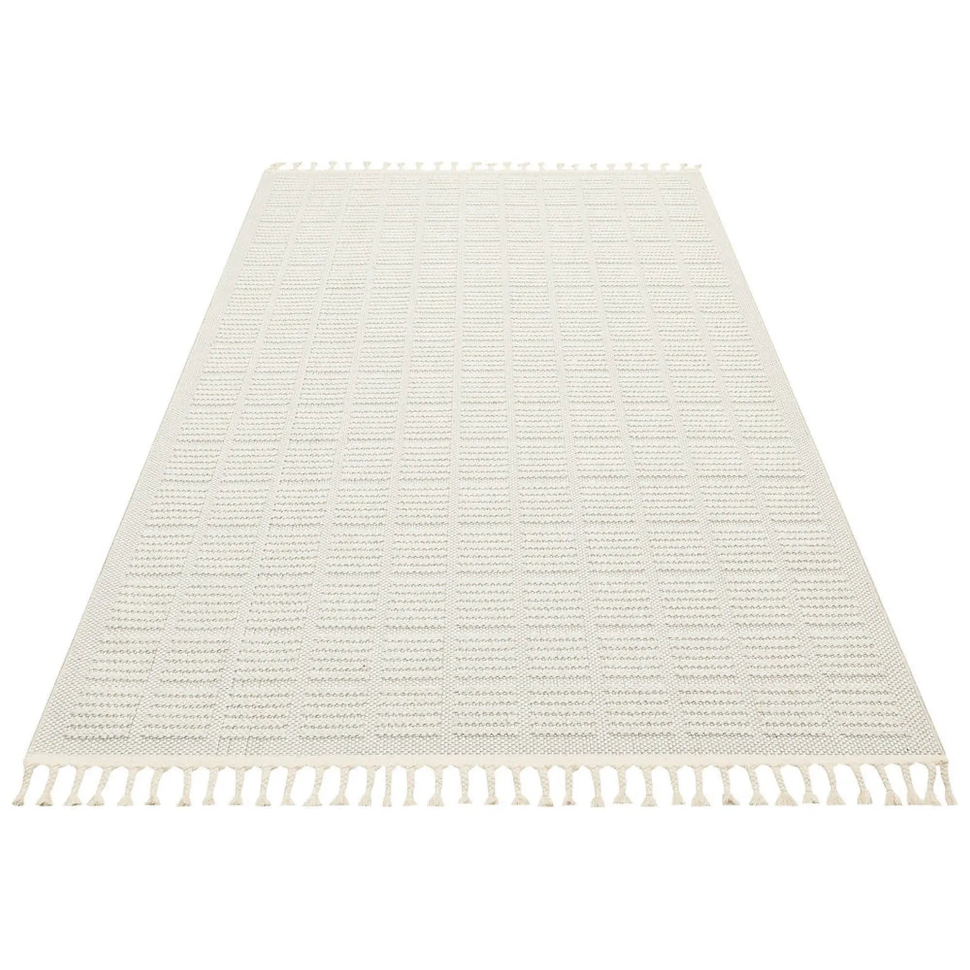 Covor YENI BUKLE KARE, 80x150 cm, forma dreptunghiulara, material tesut, crem