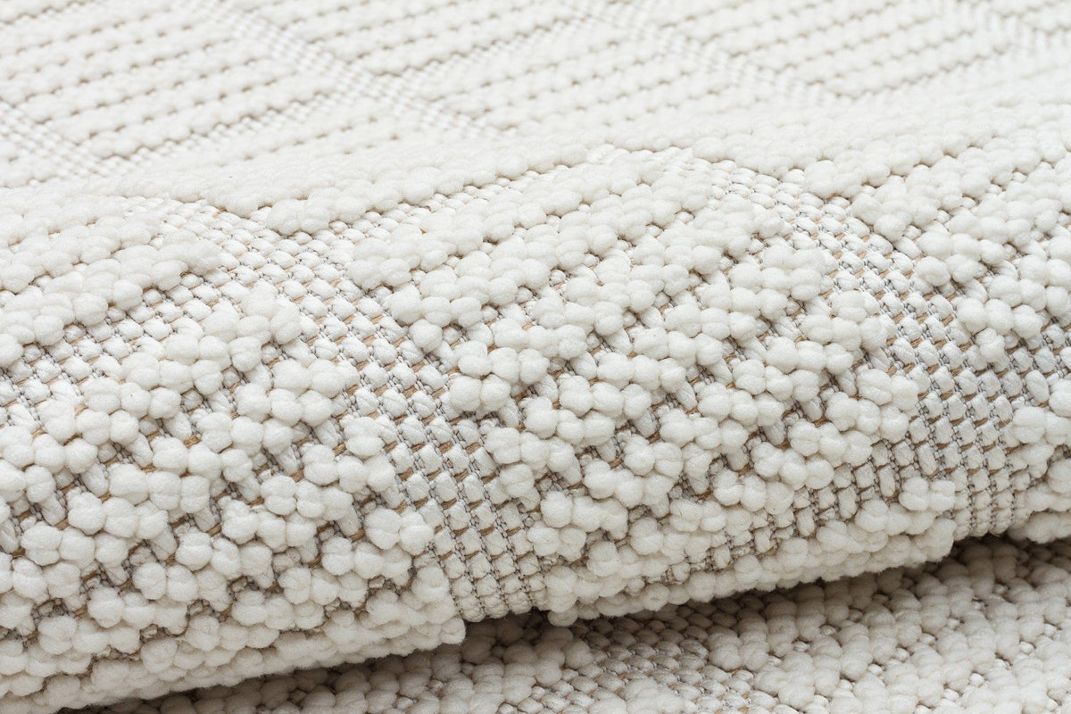 Covor YENI BUKLE KARE, 80x150 cm, forma dreptunghiulara, material tesut, crem
