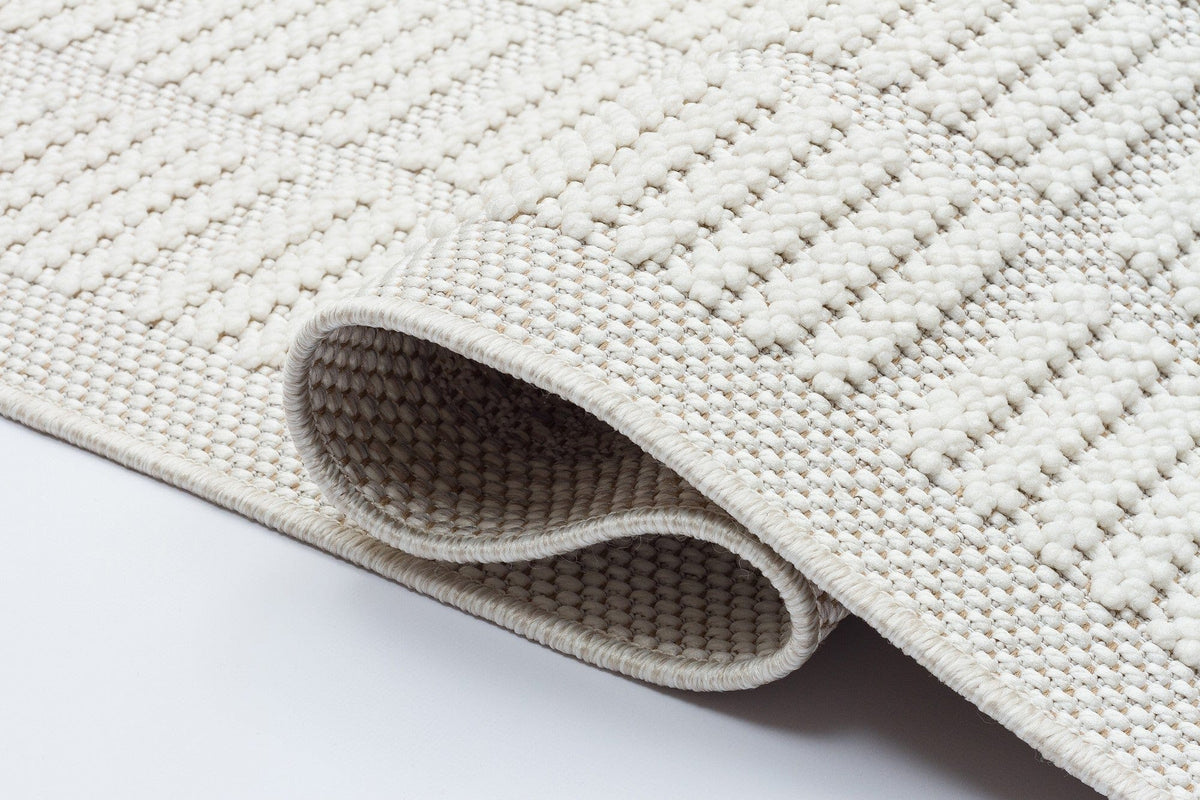 Covor YENI BUKLE KARE, 80x150 cm, forma dreptunghiulara, material tesut, crem