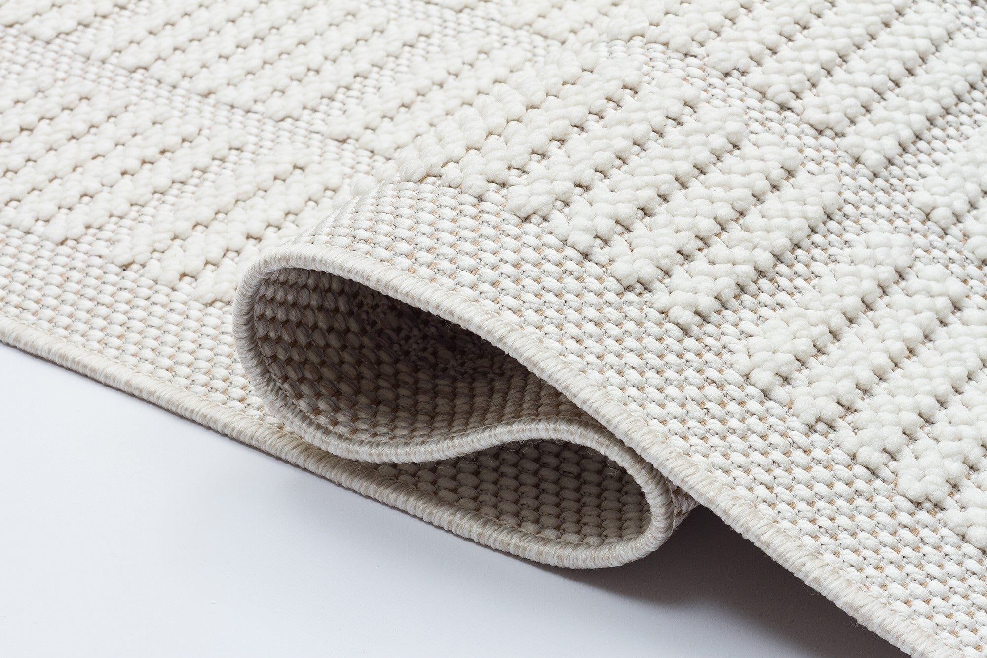 Covor YENI BUKLE KARE, 80x150 cm, forma dreptunghiulara, material tesut, crem