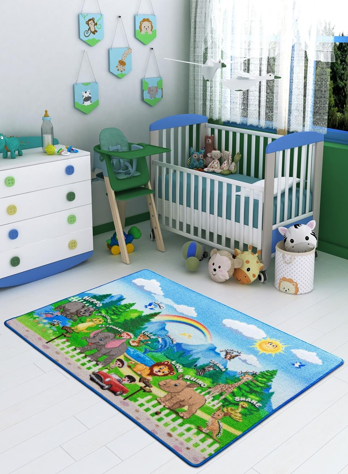 Covor ZOO, 133x190 cm, forma dreptunghiulara, material sintetic, multicolor