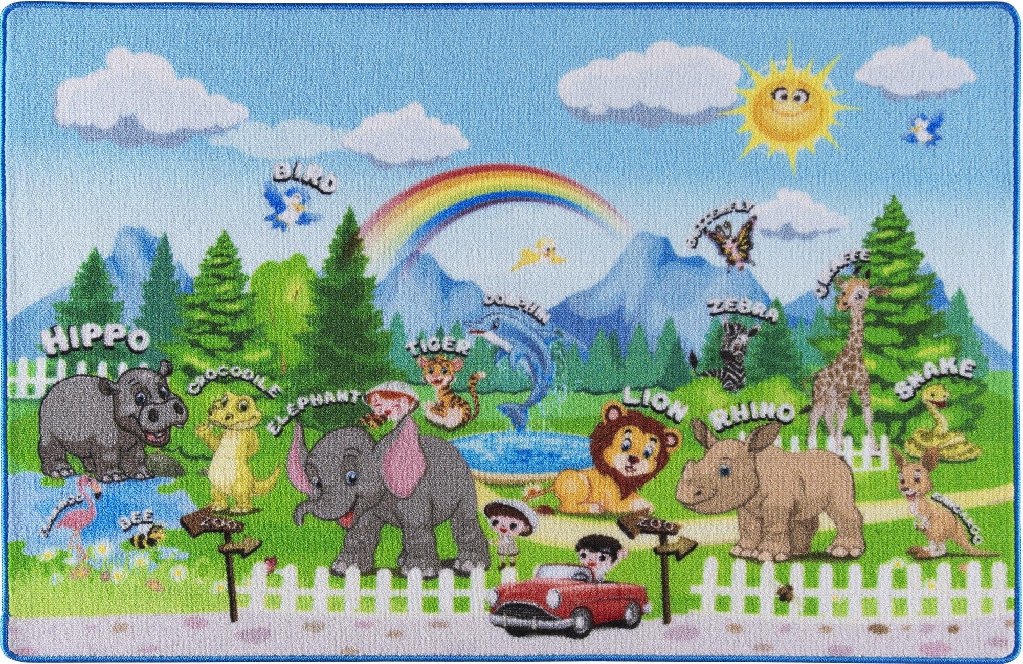 Covor ZOO, 133x190 cm, forma dreptunghiulara, material sintetic, multicolor