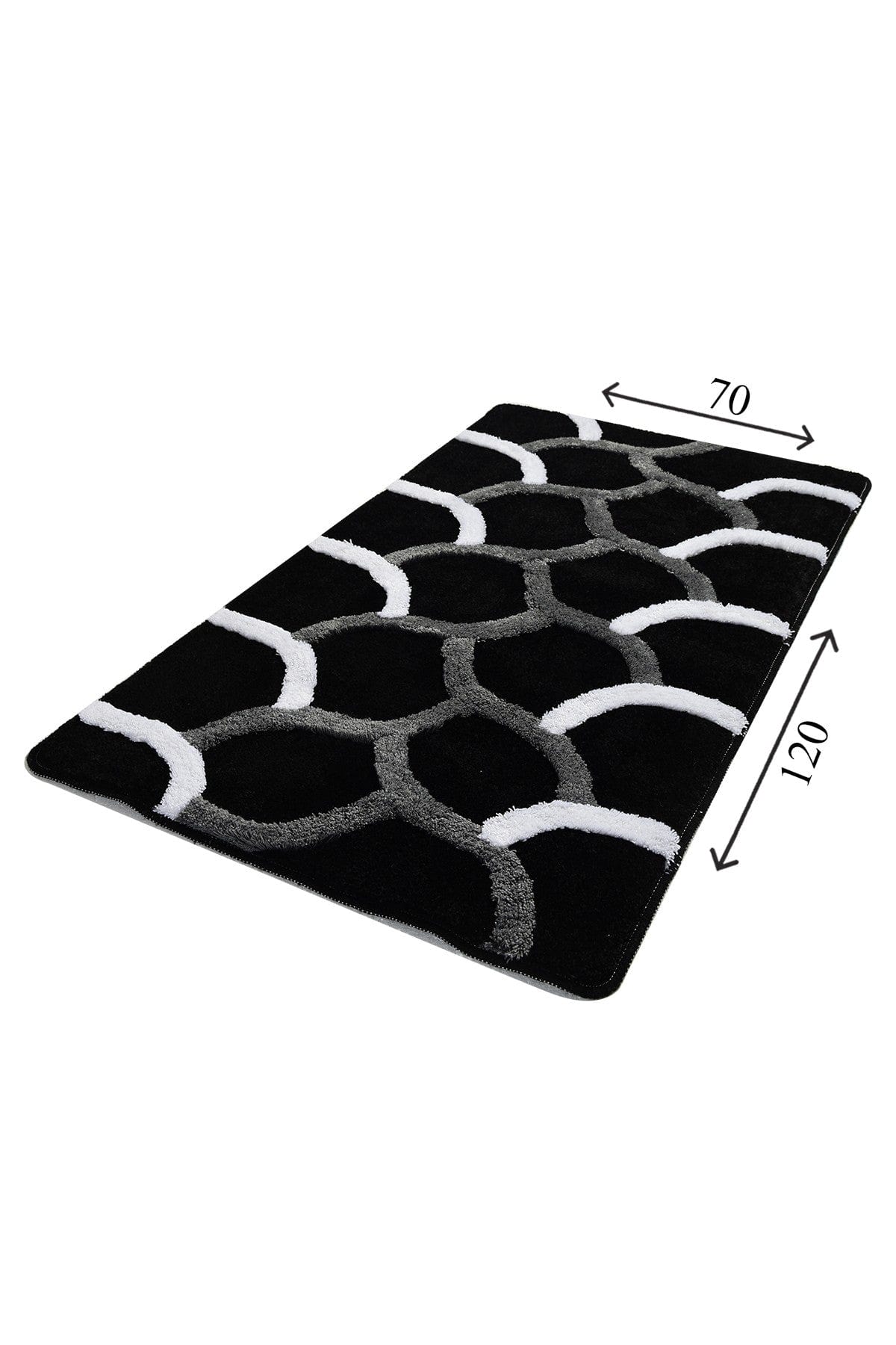 Covoras baie 359CHL1963, 70x120 cm, forma dreptunghiulara, acril, negru