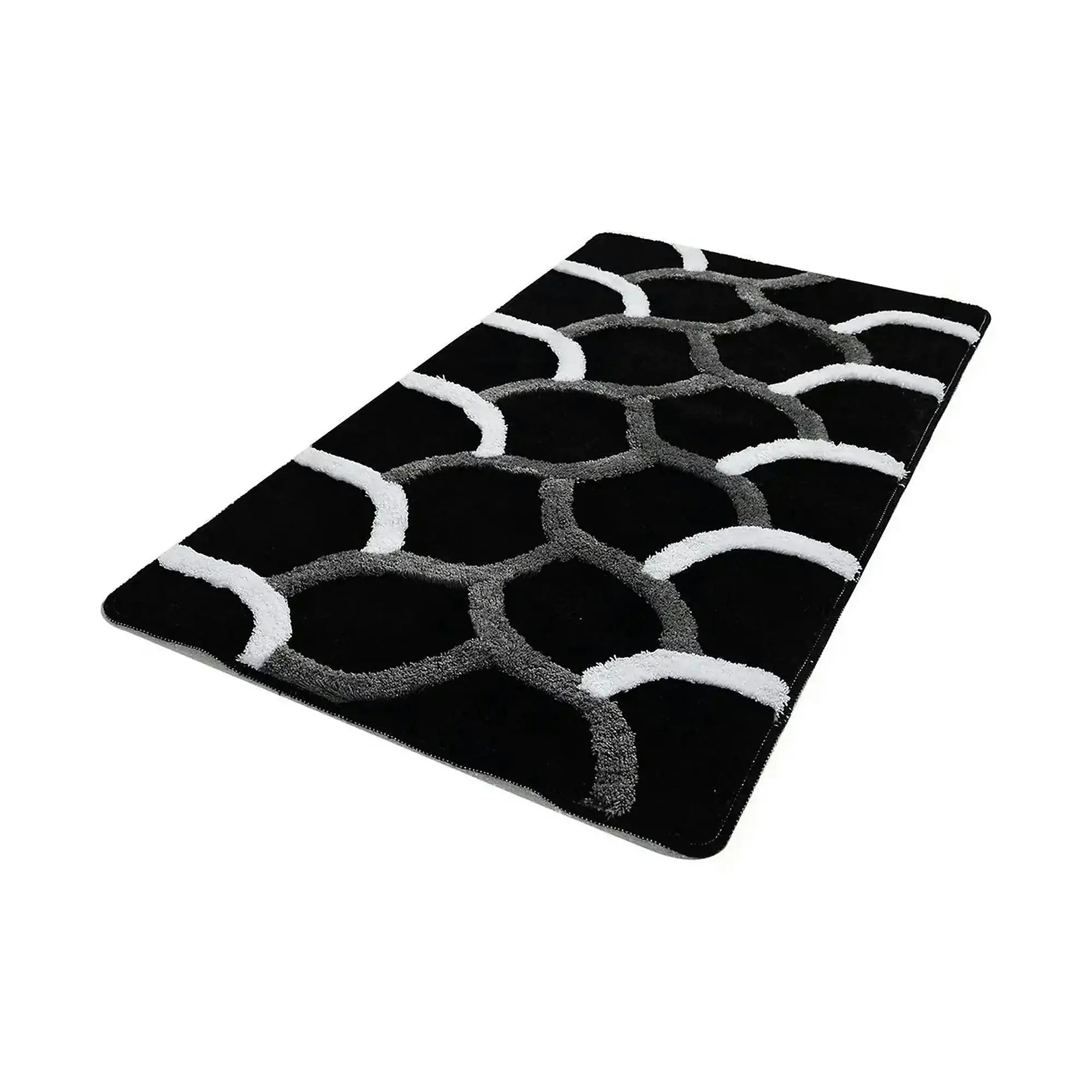 Covoras baie 359CHL1963, 70x120 cm, forma dreptunghiulara, acril, negru