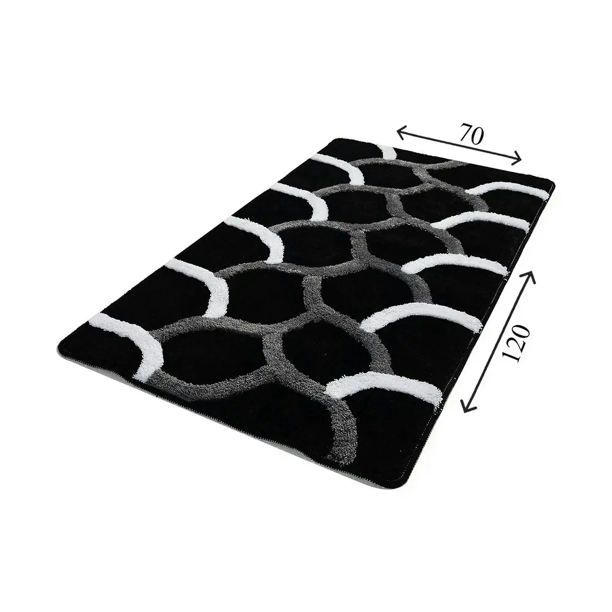 Covoras baie 359CHL1963, 70x120 cm, forma dreptunghiulara, acril, negru