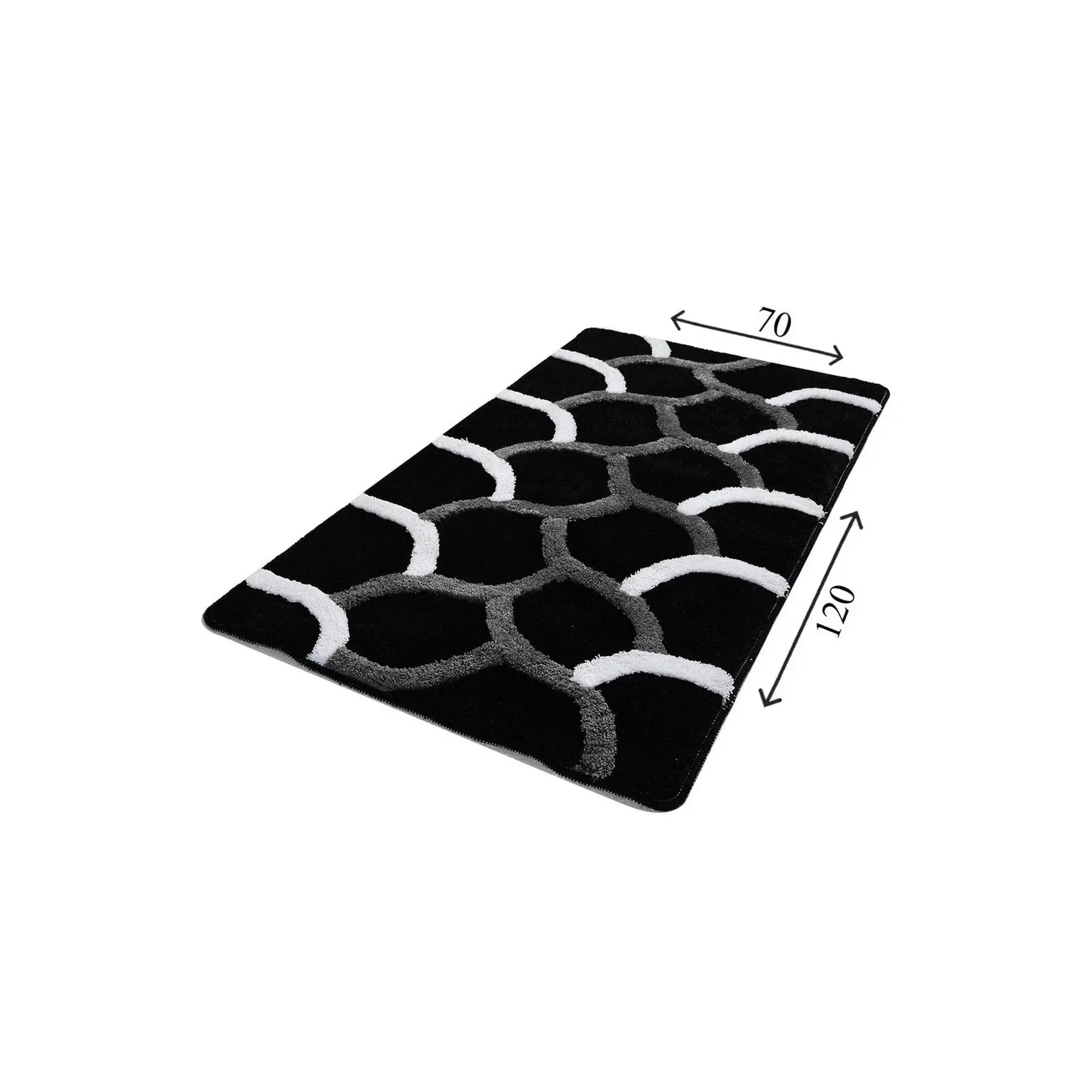 Covoras baie 359CHL1963, 70x120 cm, forma dreptunghiulara, acril, negru