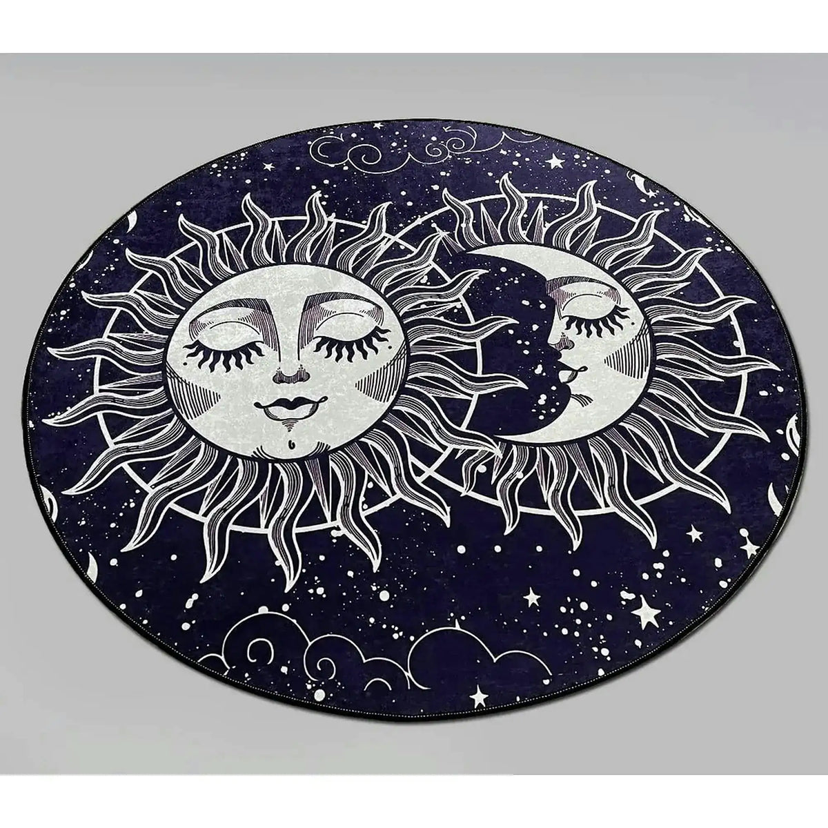 Covoras baie ATEN DJT, 80x80 cm, forma rotunda, poliester, albastru inchis