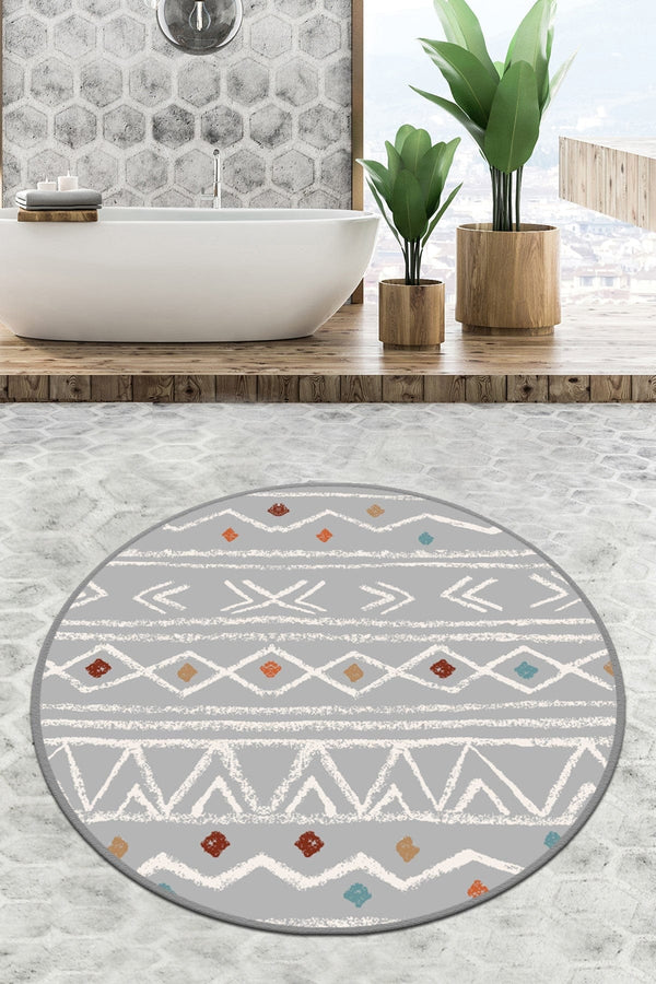 Covoras baie BALLOCCO, 80x80 cm, forma rotunda, poliester, multicolor