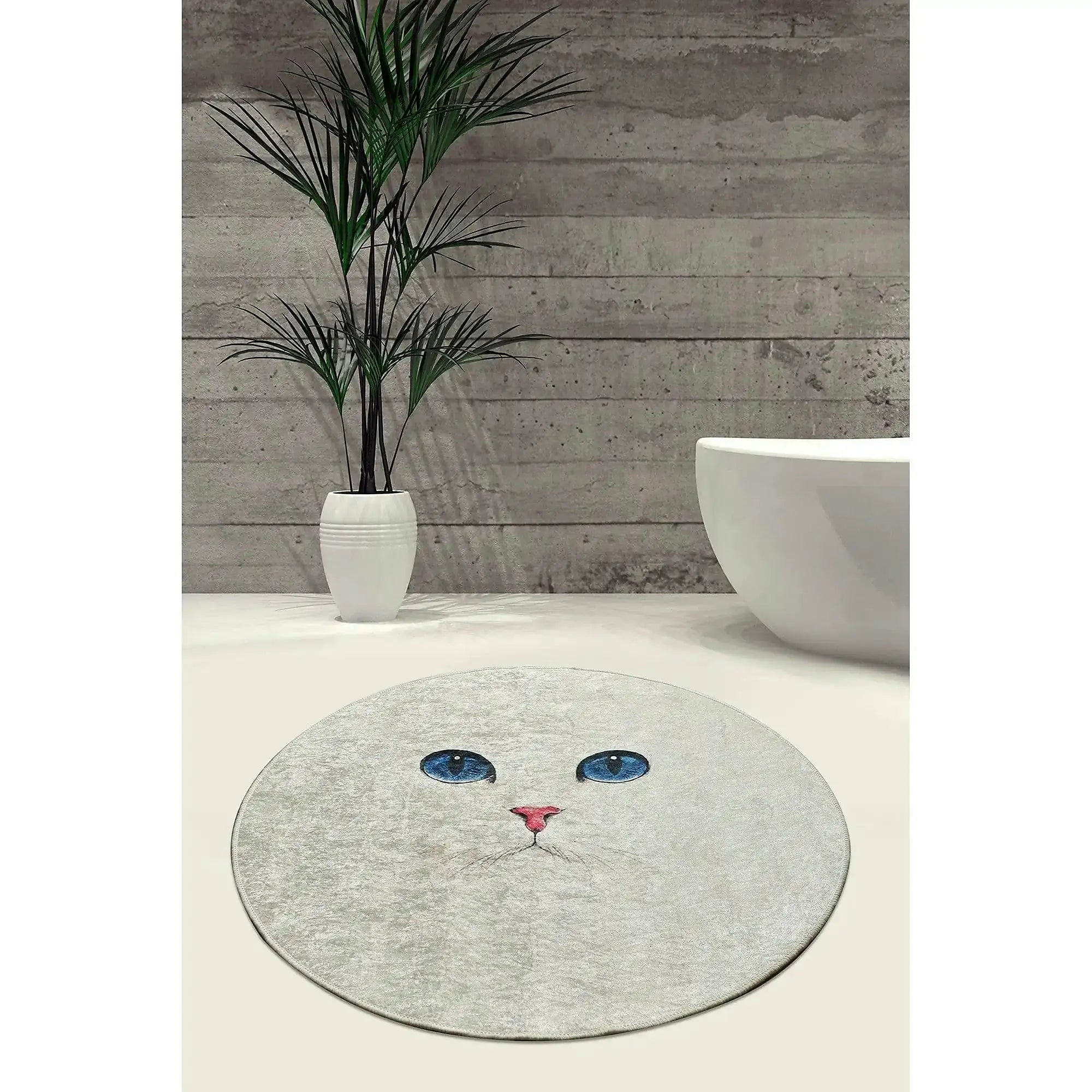 Covoras baie BLUE EYES DJT, 100x100 cm, forma rotunda, poliester, multicolor