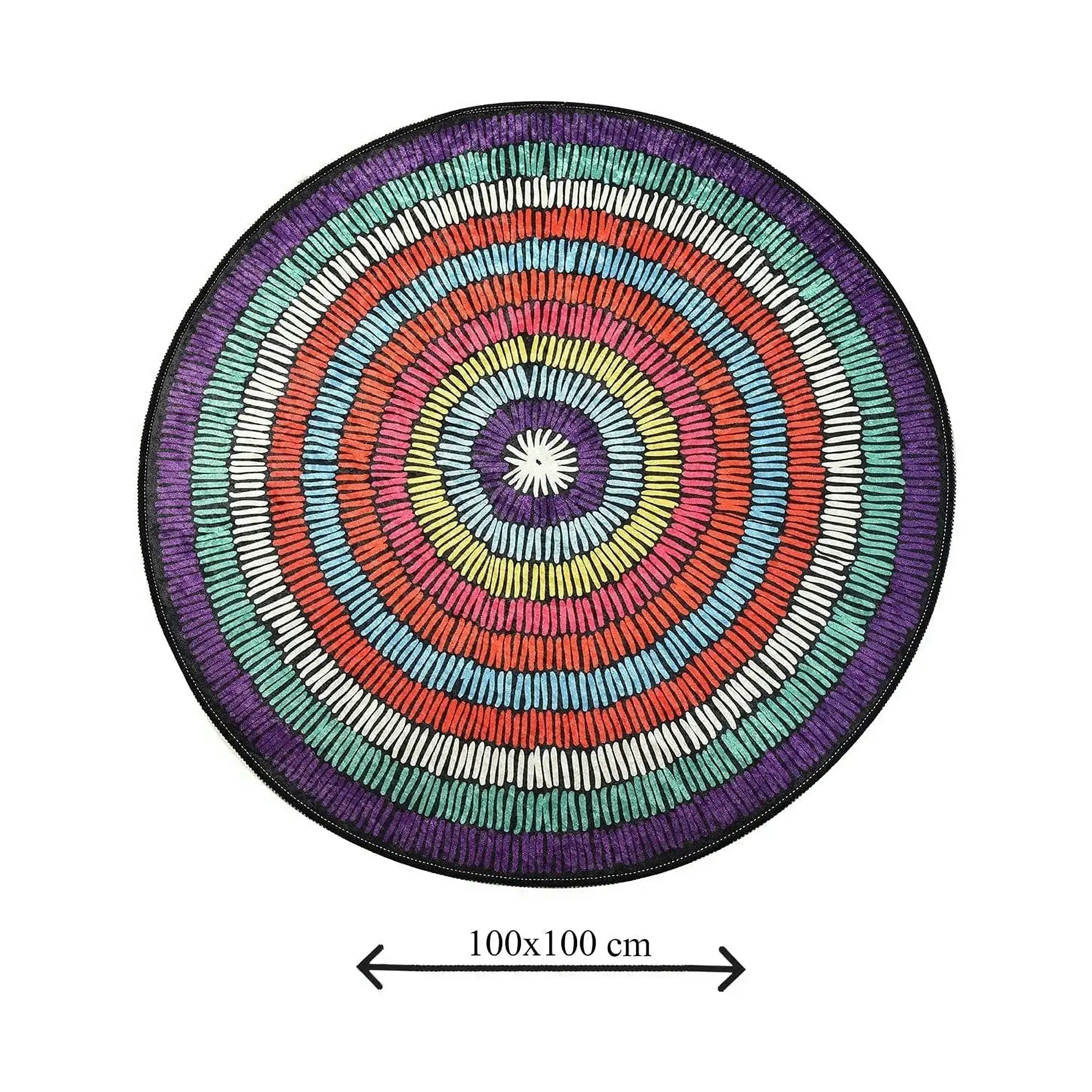 Covoras baie BUBBLE, 100x100 cm, forma rotunda, poliester, multicolor