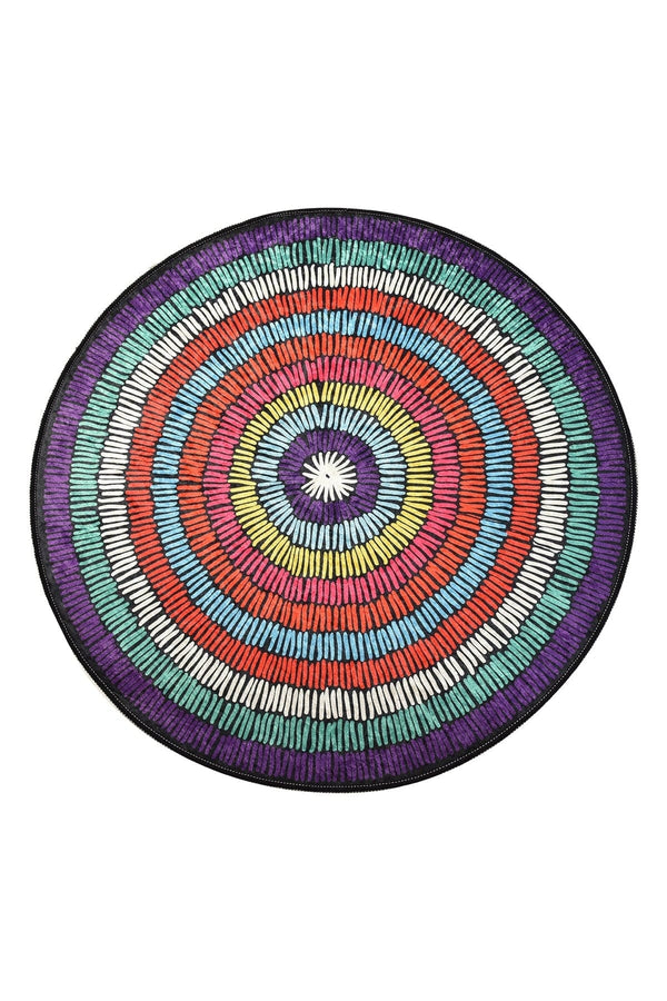 Covoras baie BUBBLE, 100x100 cm, forma rotunda, poliester, multicolor