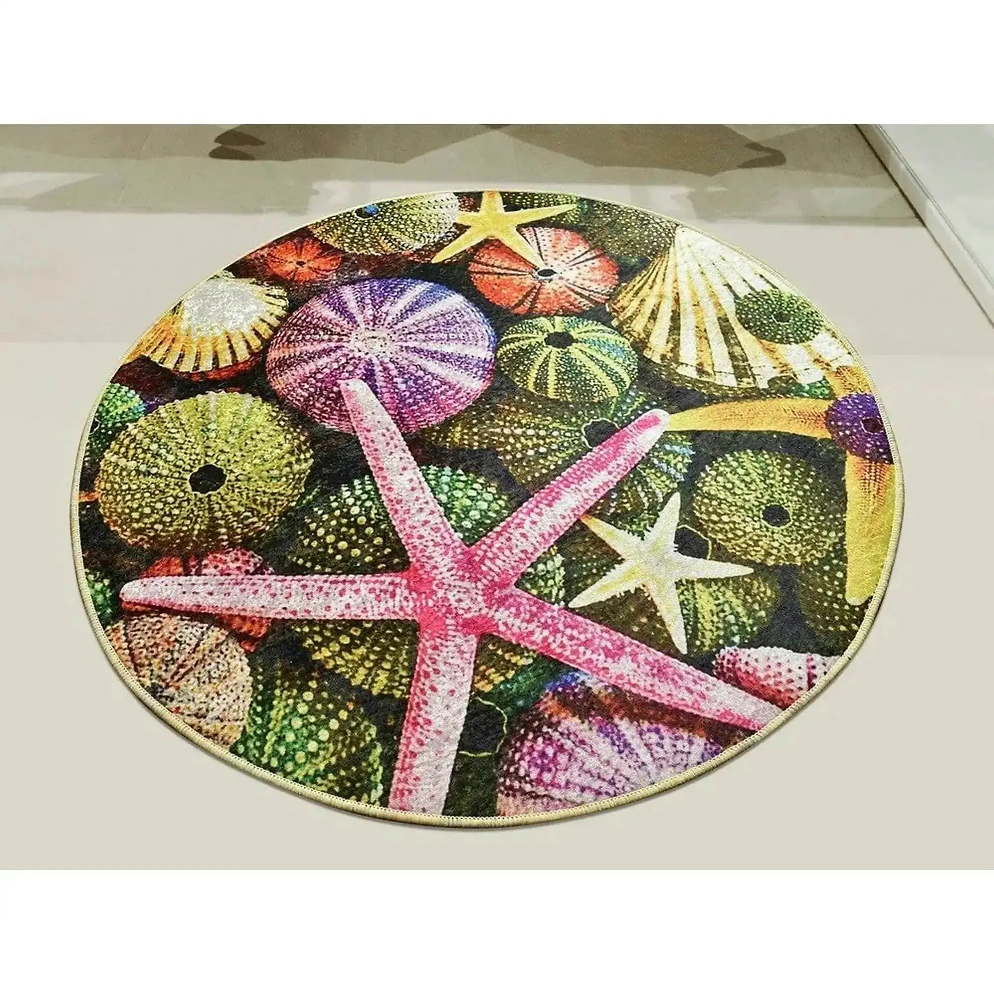 Covoras baie ESTRELLA, 100x100 cm, forma rotunda, poliester, multicolor