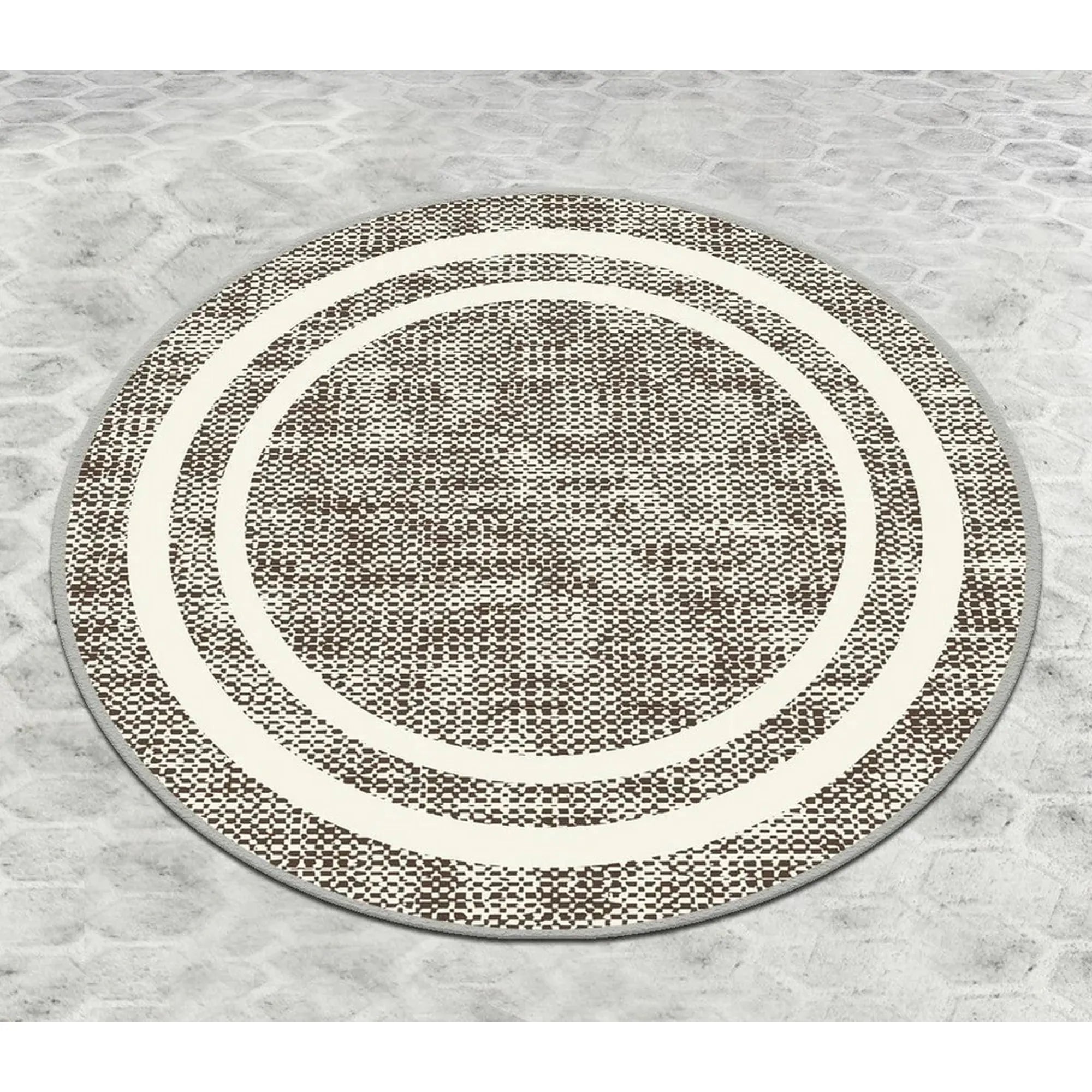Covoras baie FORMICA CIRCLE DJT, 100x100 cm, forma rotunda, poliester, bej/alb