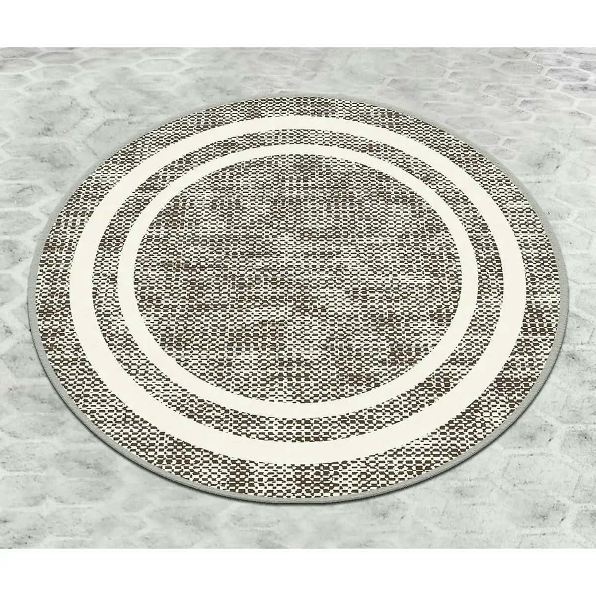 Covoras baie FORMICA CIRCLE DJT, 80x80 cm, forma rotunda, poliester, bej/alb